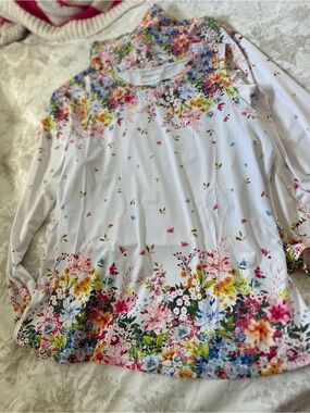 Ace golf Floral Border Print Long Sleeve Top 1/4 zip and tank set large